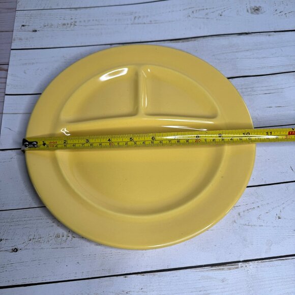 Vintage California Pottery Divided Plate Yellow 10.5" MCM USA Retro Diner - Picture 8 of 8